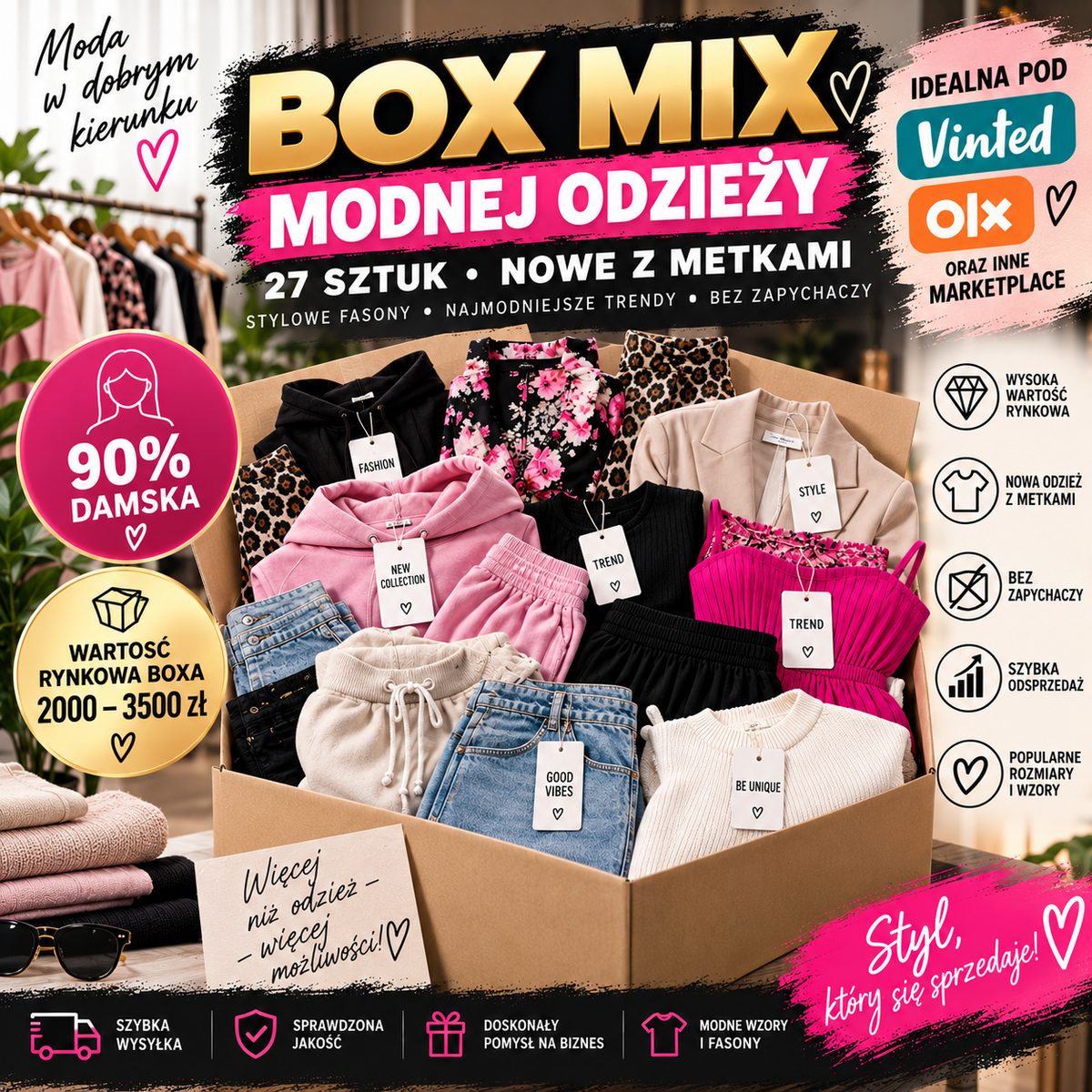 BOX MIX MODNEJ ODZIEŻY 27sztuk 10% cen katalogowych
